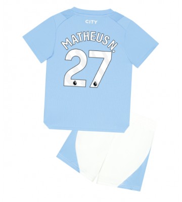 Manchester City Matheus Nunes #27 Replika Babytøj Hjemmebanesæt Børn 2023-24 Kortærmet (+ Korte bukser)